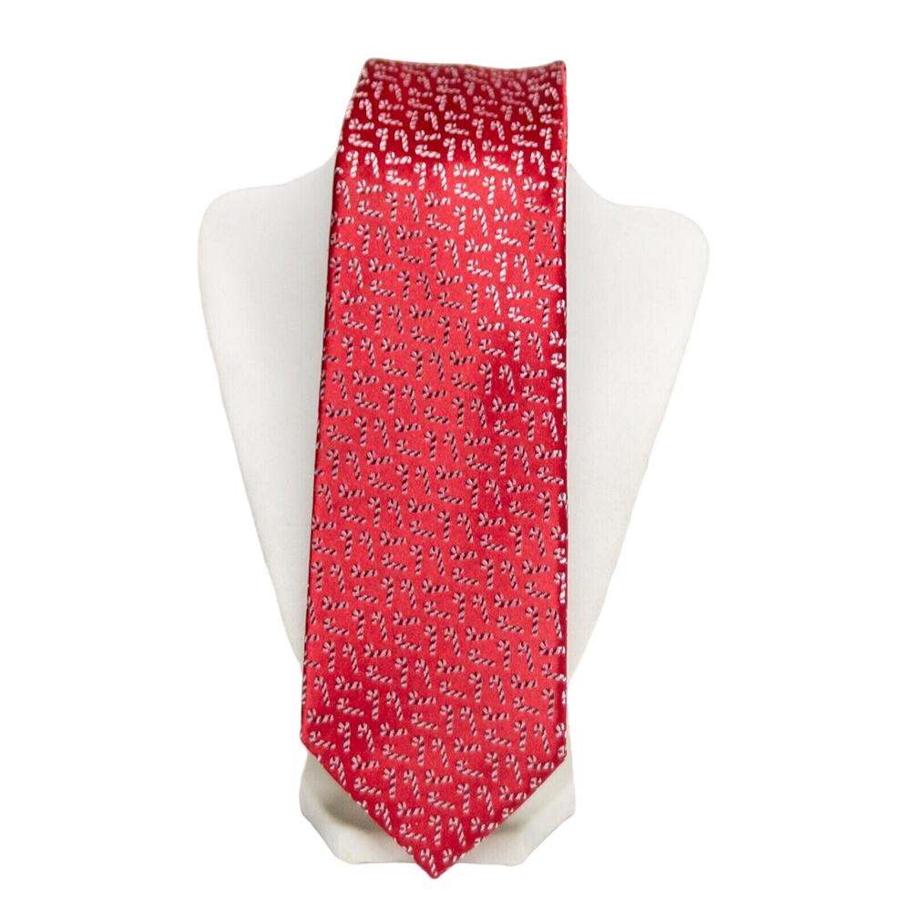 Men's Neckties Red Festive Holiday Christmas Party Seasonal Wear Candy Canes